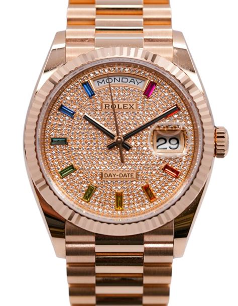 baguette diamant rolex rainbow|Rolex diamond set watch.